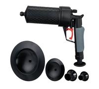 Relaxdays Pistolet déboucheur à air comprimé, 4 Embouts, pour Douche, Toilette, évier, etc., débouche canalisation, Noir