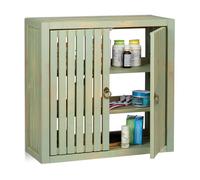 Relaxdays Placard mural salle de bains, Armoire murale, bambou, vintage, 2 Etagères, H x L x P : 50 x 52 x 20cm, vert