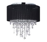 Relaxdays Plafonnier Cristal, Lampe avec Abat-Jour en Organza, Douille G9, 5 Ampoules, 39 x 40 cm, Noir/argenté