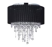 Relaxdays Plafonnier organza noir avec cristaux