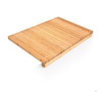 Relaxdays 10014640 Planche à découper en bambou Tranchoir Planchette ustensile de cuisine avec rigole pour le jus et rebord couteau plan de travail stable H x l x P: 5 x 56 x 38 cm, nature