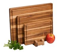 Relaxdays planche à découper, lot de 3, 3 tailles, support, marron