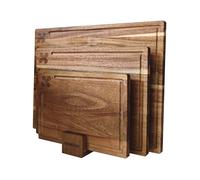 Relaxdays Planche à découper rainure anti-jus 3 tailles avec support bois d'acacia hygiénique antidérapante marron