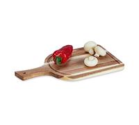 Relaxdays Planche à découper rectangulaire, Bois d’Acacia, Accessoire de Cuisine, HxLxP : 1,5x37x20 cm, poignée, Nature