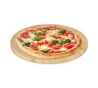 Relaxdays Planche à Pizza, Bambou Naturel, diamètre de 32 cm, Plateau de Service pour fromages, Support Rond, Nature