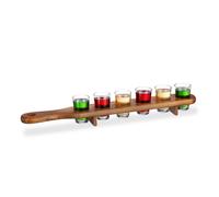 Relaxdays Planche à Shots en Bois, Lot de 3, 18 Verres, Plaque Pratique, Demi mètre, Superbe idée Cadeau, Plateau, Marron