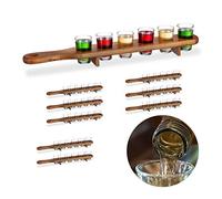 Relaxdays Planche à Shots en Bois, Lot de 9, 54 Verres, Plaque Pratique, Demi mètre, Superbe idée Cadeau, Plateau, Marron