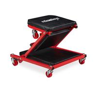 Relaxdays Planche à roulettes, jusqu’à 150 kg, 2 en1 couchette sur roues, siège pliable, 360°, rotatif, acier, noir.