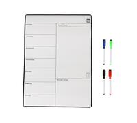 Relaxdays Planificateur de Repas hebdomadaire, H x l : 42 x 30 cm, magnétique, effaçable, 4 marqueurs, Tableau Blanc pour réfrigérateur, Blanc