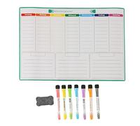 Relaxdays Planificateur hebdomadaire pour réfrigérateur, effaçable, A3, marqueur, tableau magnétique, blanc/coloré