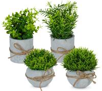 relaxdays Plantes artificielles en pot, set de 4 pièces