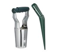 Relaxdays Plantoirs à bulbes, Lot de 2, transplantoir gradué & Outil à Manche, pour Le Jardin, métal, Vert - argenté