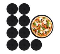 Relaxdays Plaque à pizza, lot de 10, rond, antiadhésif, tartes flambées, acier au carbone, moule, ∅ 32 cm, noir