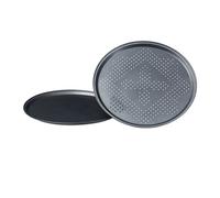 Relaxdays Plaques de cuisson pizza rondes avec perforations diamètre intérieur 29 cm lot de 2 revêtement antiadhésif, anthracite