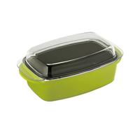 Relaxdays Plat à four – fonte d’aluminium, antiadhésif, couvercle en verre – vert
