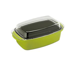 Relaxdays Plat à four avec couvercle, antiadhésif, gratin, lasagnes, fonte d’aluminium, lavable au lave-vaisselle, vert