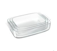 Relaxdays Plat à Four, Lot de 3 (3 Tailles), rectangulaire, pour Vos lasagnes ou Votre gratin, Transparent