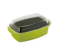 Relaxdays Plat à four vert avec couvercle en verre