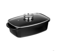 Relaxdays Plat à gratin avec Couvercle, cocotte 5 L, antiadhésif, Bouton arôme, pour plaques électriques & au gaz, Noir