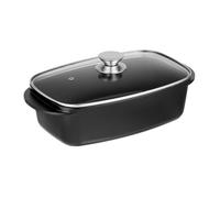 Relaxdays Plat à gratin avec couvercle en verre, cocotte 5 L, antiadhésif, pour plaques électriques & au gaz, noir