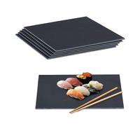 Relaxdays Plat de service, lot 6, pour servir votre fromage et desserts, à personnaliser, 40x30 cm, anthracite