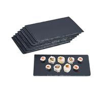 Relaxdays Plat de Service, lot 8, rectangulaire, pour Servir Fromage/sushis/Desserts, 26 x 16 cm, Noir
