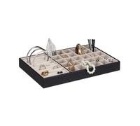 Relaxdays Plateau à bijoux présentoir à bijoux boîte coffret sans couvercle 30 compartiments velours noir