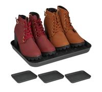 Relaxdays Plateau à Chaussures, Lot de 4, Rangement Chaussures mouilées, HxLxP : 3 x 27 x 35 cm, bac en Plastique, Noir
