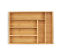 Relaxdays Plateau à couverts, insert de tiroir à 6 compartiments, pour couverts de cuisine, bambou, HxLxP 5 x 25,5 x 35,5 cm, naturel