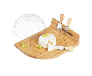 Relaxdays Plateau à fromage avec cloche et couvert
