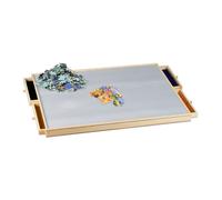 Relaxdays Plateau à puzzle, avec 4 tiroirs amovibles, jusqu’à 1000 pièces, bois & feutre, tapis, planche, multicolore