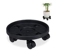 relaxdays, Plateau à roulettes pour Plantes, Jeu de 2, d. 30,6 cm, Support pour Fleurs avec Roues, intérieurt, extérieur