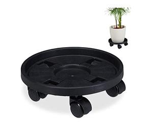 relaxdays, Plateau à roulettes pour Plantes, Jeu de 2, d. 30,6 cm, Support pour Fleurs avec Roues, intérieurt, extérieur