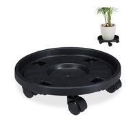 Relaxdays, Plateau à roulettes pour plantes, jeu de 2, d.35,6 cm, support pour fleurs sur roues, intérieur et extérieur