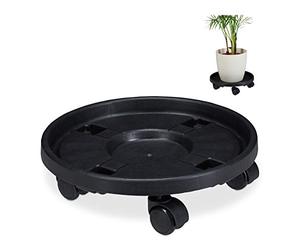 Relaxdays, Plateau à roulettes pour Plantes, Jeu de 2, d.35,6 cm, Support pour Fleurs sur Roues, intérieur et extérieur