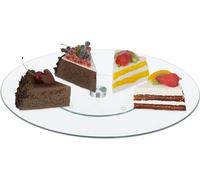 Relaxdays Plateau tournant, 360°, diamètre de 30 cm, pour Servir et décorer, Support Rond, Verre, Transparent