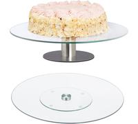relaxdays Plateau à tarte rotatif, set de 2 pièces