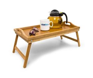 Relaxdays Plateau de lit pliable en bambou appoint