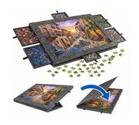 Relaxdays Plateau de puzzle en feutre, 6 tiroirs
