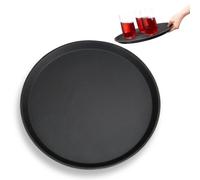 Relaxdays Plateau de restauration rond noir 35 cm