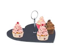 Relaxdays Plateau de Service, Design Romantique, avec poignée, pour Fromage/Desserts/sushis, 25 x 25 cm, Noir