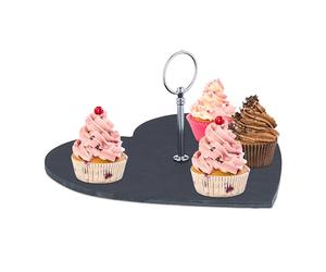 Relaxdays Plateau de Service, Design Romantique, avec poignée, pour Fromage/Desserts/sushis, 25 x 25 cm, Noir