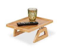 Relaxdays Plateau pour accoudoir, Bambou, Support rectangulaire, Tablette Boissons & Snacks, LxP : 35 x 26,5 cm, Nature