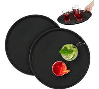 relaxdays Plateau de service rond Gastro, set de 2 pièces