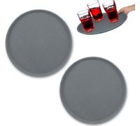 Relaxdays, Plateau de Service, Lot de 2, Surface antidérapante, Design Rond, diamètre : env. 45 cm, Gris