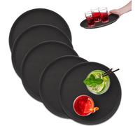 relaxdays Plateau de service rond, set de 5 pièces 35 cm