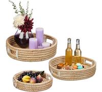 relaxdays Plateau de service, set de 3, rond