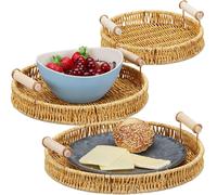 relaxdays Plateau de service, set de 3, rond