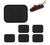 relaxdays Plateau de service, set de 6, noir