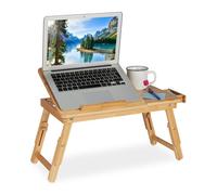 Relaxdays plateau pliant pour laptop, avec fentes d'aération, hauteur réglable, HxLxP : 43,5x57x30 cm, en bambou, nature